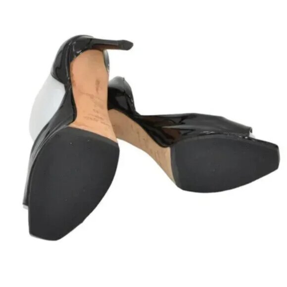 Kate Spade Black Patent Leather D'Orsay Minimal Open Toe Kitten Heels Pumps 8.5 - Picture 7 of 10